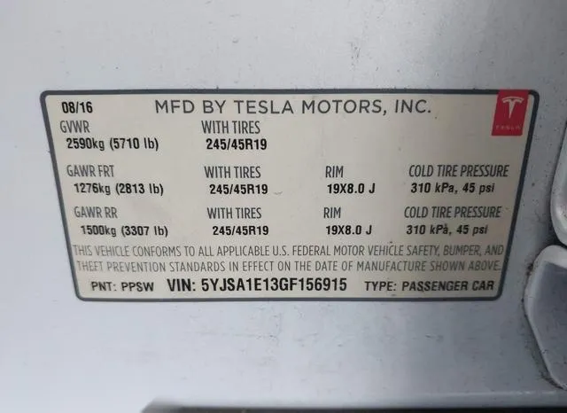 5YJSA1E13GF156915 2016 2016 Tesla Model S- 60/70/75/85 9