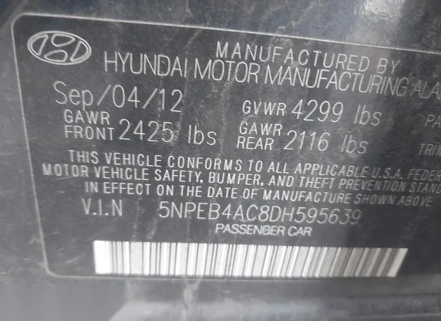 5NPEB4AC8DH595639 2013 2013 Hyundai Sonata- Gls 9