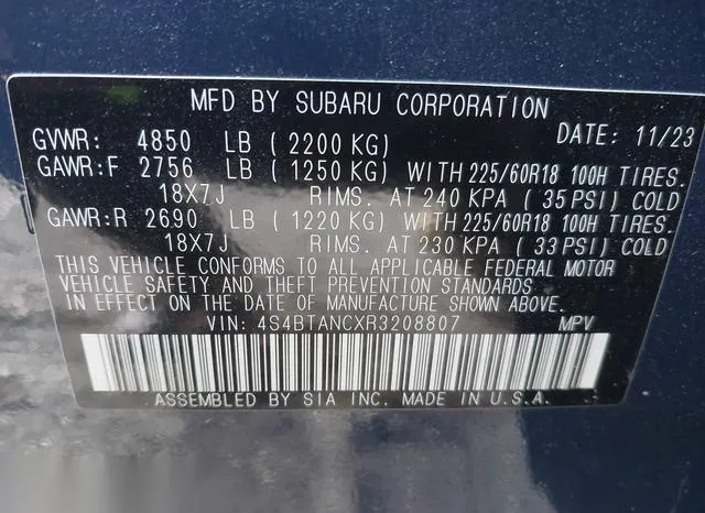 4S4BTANCXR3208807 2024 2024 Subaru Outback- Limited 9