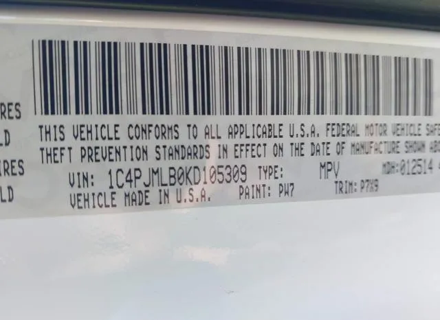 1C4PJMLB0KD105309 2019 2019 Jeep Cherokee- Latitude Plus 4X4 9