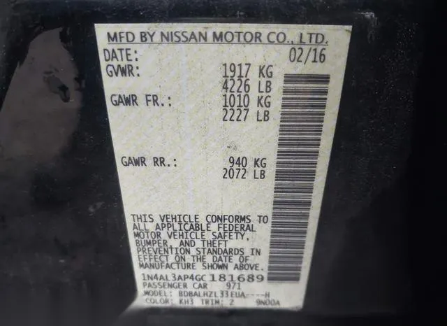 1N4AL3AP4GC181689 2016 2016 Nissan Altima- 2-5 SR 9