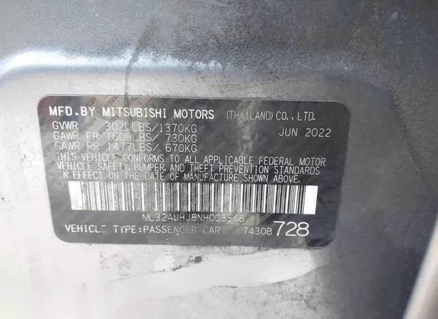 ML32AUHJ8NH008546 2022 2022 Mitsubishi Mirage- Es/Le 9