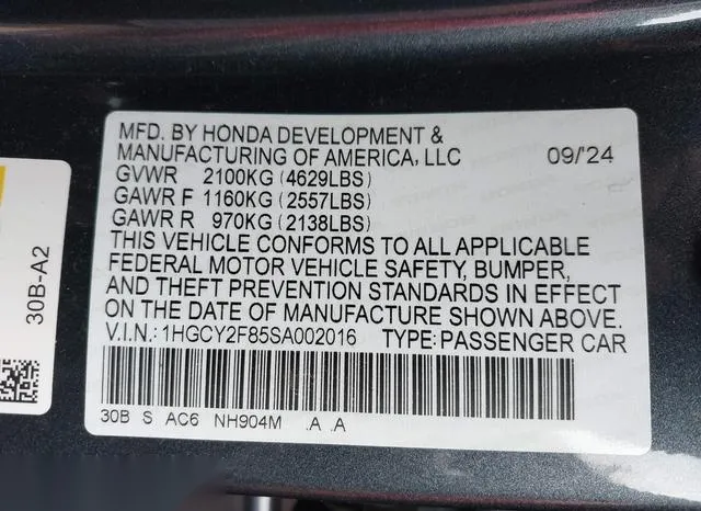 1HGCY2F85SA002016 2025 2025 Honda Accord- Hybrid Touring 9