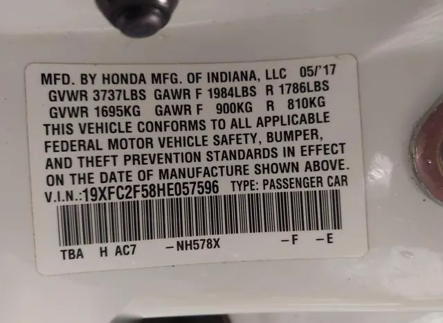 19XFC2F58HE057596 2017 2017 Honda Civic- LX 9