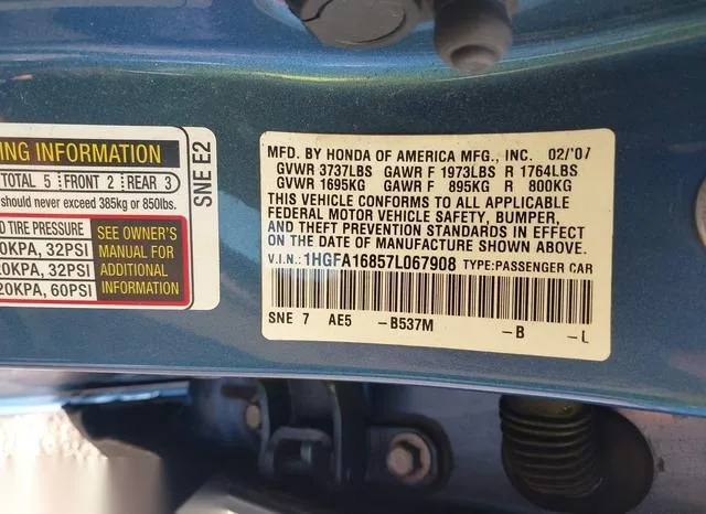 1HGFA16857L067908 2007 2007 Honda Civic- EX 9