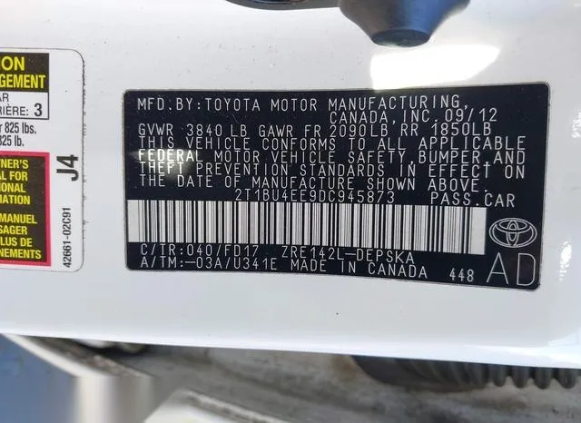 2T1BU4EE9DC945873 2013 2013 Toyota Corolla- S 9