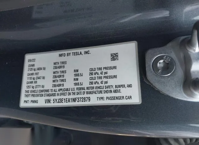 5YJ3E1EA1NF372879 2022 2022 Tesla MODEL 3 9