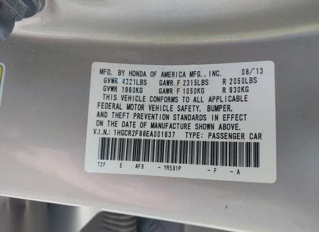 1HGCR2F88EA001637 2014 2014 Honda Accord- Ex-L 9