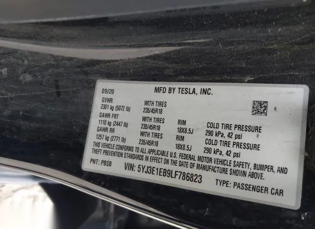 5YJ3E1EB9LF786823 2020 2020 Tesla Model 3- Long Range Dual 9