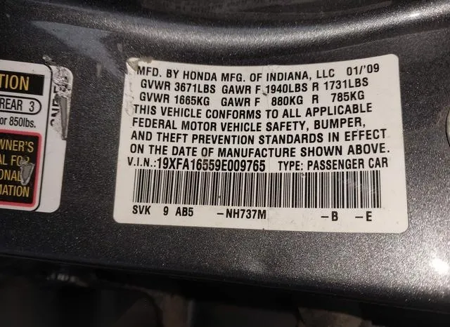 19XFA16559E009765 2009 2009 Honda Civic- LX 9