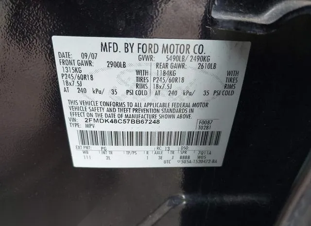 2FMDK48C57BB67248 2007 2007 Ford Edge- Sel 9