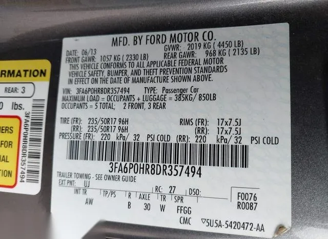 3FA6P0HR8DR357494 2013 2013 Ford Fusion- SE 9