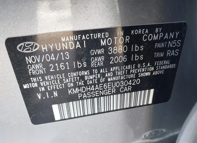 KMHDH4AE6EU030420 2014 2014 Hyundai Elantra- SE 9