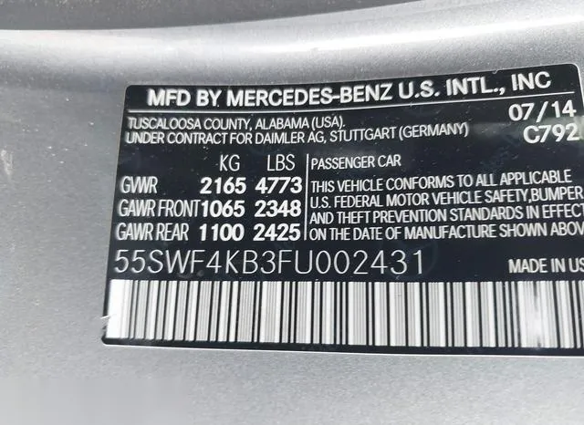 55SWF4KB3FU002431 2015 2015 Mercedes-Benz C 300- 4Matic/Lux 9