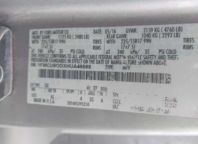 1FMCU9GDXHUA46689 2017 2017 Ford Escape- SE 9