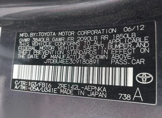 JTDBU4EE3C9180891 2012 2012 Toyota Corolla- LE 9