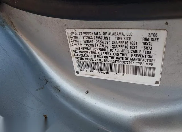 5FNRL38796B077297 2006 2006 Honda Odyssey- Ex-L 9