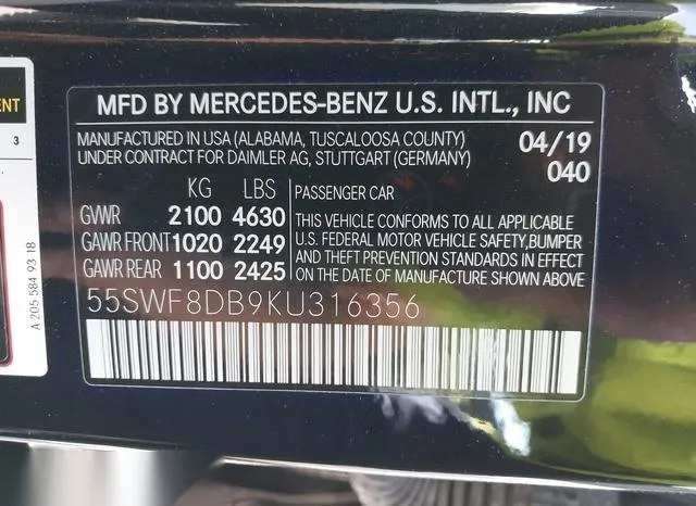 55SWF8DB9KU316356 2019 2019 Mercedes-Benz C 300 9