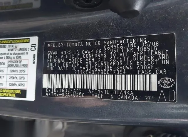 2T1KE40E79C017054 2009 2009 Toyota Matrix- S 9