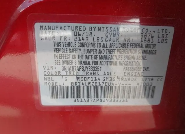 3N1AB7AP8JY333351 2018 2018 Nissan Sentra- SR 9