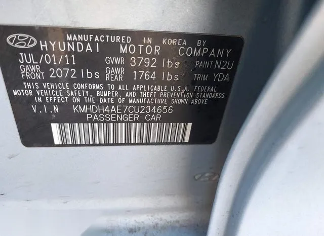 KMHDH4AE7CU234656 2012 2012 Hyundai Elantra- Gls -ulsan Plant- 9