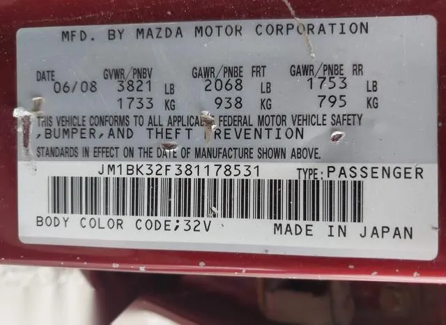 JM1BK32F381178531 2008 2008 Mazda 3- I Touring Value 9