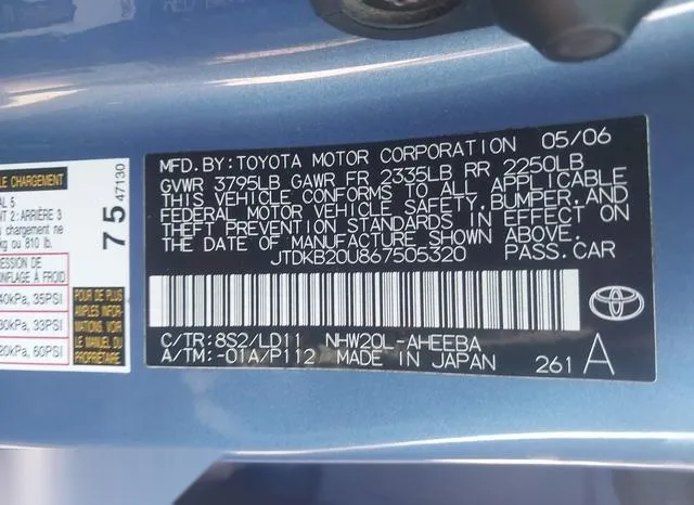 JTDKB20U867505320 2006 2006 Toyota Prius 9