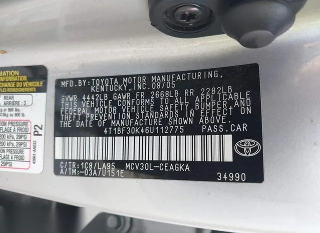 4T1BF30K46U112775 2006 2006 Toyota Camry- Xle V6 9