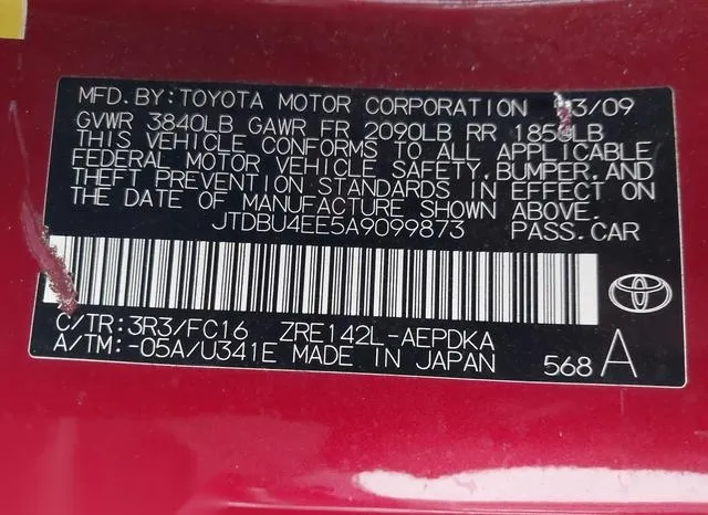 JTDBU4EE5A9099873 2010 2010 Toyota Corolla- LE 9