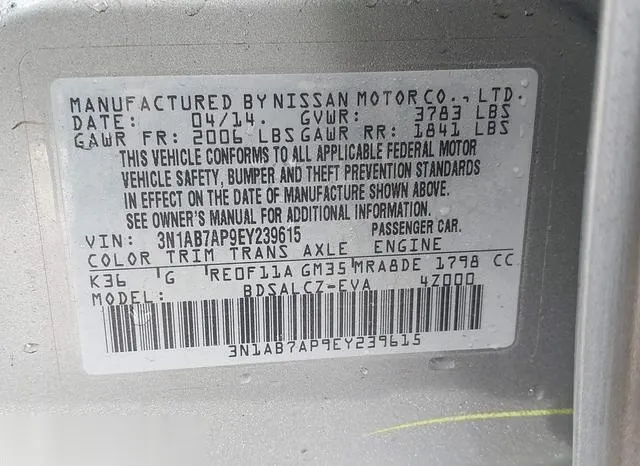 3N1AB7AP9EY239615 2014 2014 Nissan Sentra- S 9