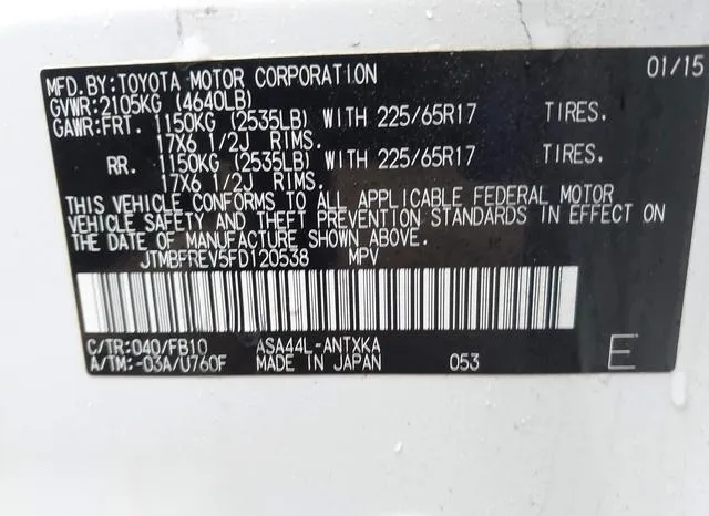 JTMBFREV5FD120538 2015 2015 Toyota RAV4- LE 9