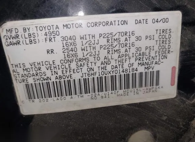 JT6HF10UXY0148184 2000 2000 Lexus RX- 300 9