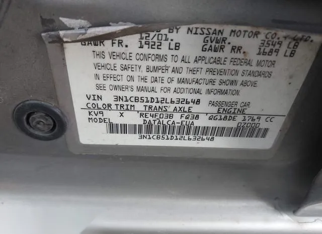 3N1CB51D12L632648 2002 2002 Nissan Sentra- Xe/Gxe 9