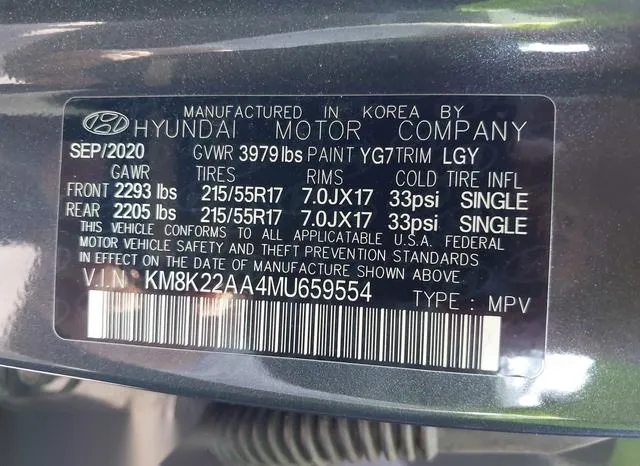 KM8K22AA4MU659554 2021 2021 Hyundai Kona- Sel 9