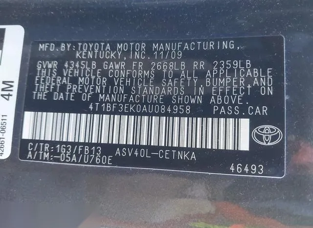 4T1BF3EK0AU084958 2010 2010 Toyota Camry- LE 9