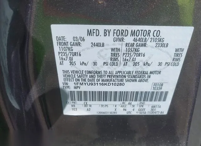 1FMYU93116KD10280 2006 2006 Ford Escape- Xlt/Xlt Sport 9