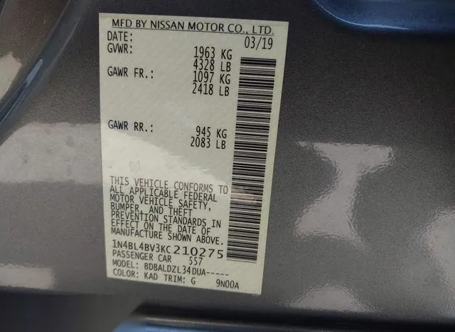 1N4BL4BV3KC210275 2019 2019 Nissan Altima- 2-5 S 9