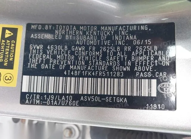 4T4BF1FK4FR511283 2015 2015 Toyota Camry- Xle 9