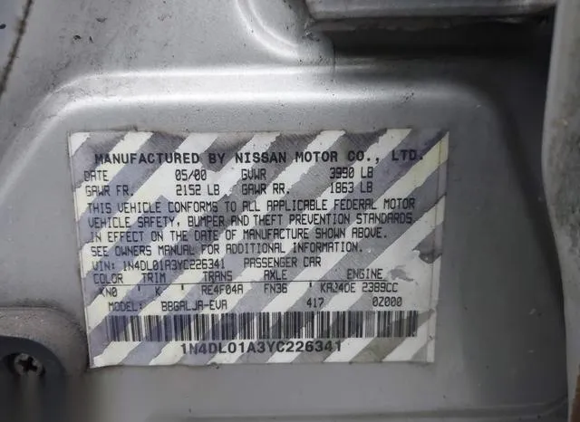 1N4DL01A3YC226341 2000 2000 Nissan Altima- Gle/Gxe/Se 9