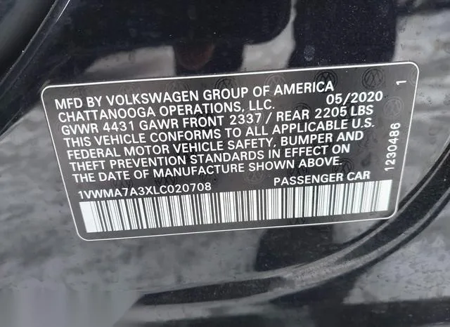 1VWMA7A3XLC020708 2020 2020 Volkswagen Passat- 2-0T R-Line 9