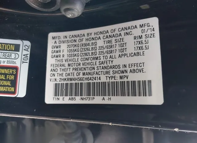 2HKRM4H56EH642414 2014 2014 Honda CR-V- EX 9