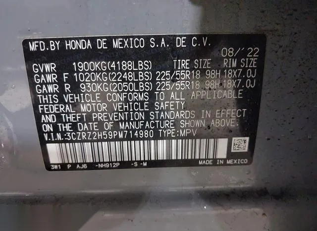 3CZRZ2H59PM714980 2023 2023 Honda HR-V- Awd Sport 9