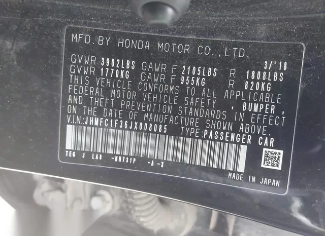 JHMFC1F36JX008085 2018 2018 Honda Civic- Ex-T 9