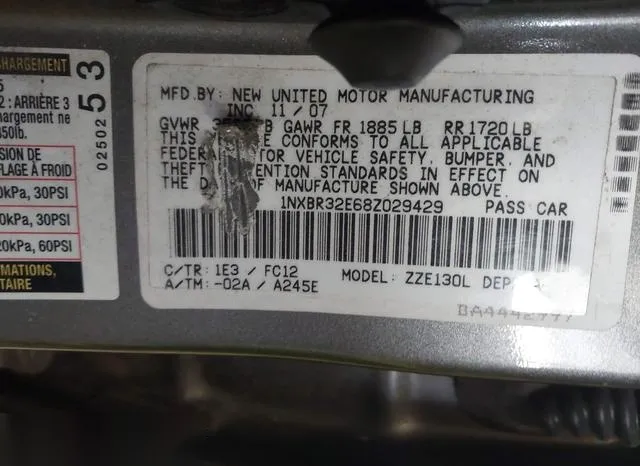 1NXBR32E68Z029429 2008 2008 Toyota Corolla- S 9