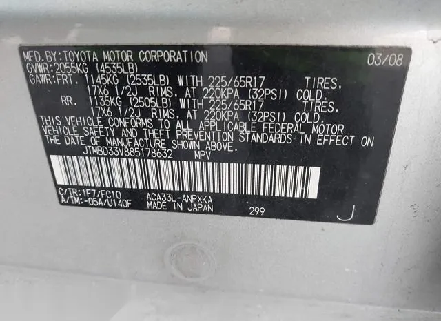 JTMBD33V885178632 2008 2008 Toyota RAV4 9