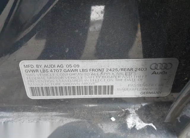 WAUEFAFL2AN001812 2010 2010 Audi A4- 2-0T Premium 9