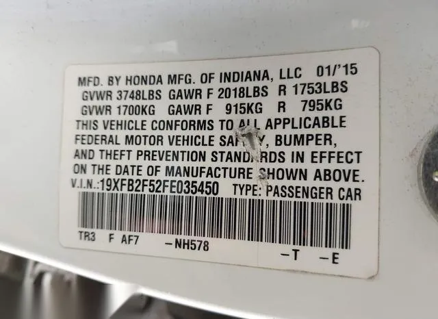 19XFB2F52FE035450 2015 2015 Honda Civic- LX 9