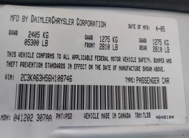 2C3KA63H56H108746 2006 2006 Chrysler 300C 9