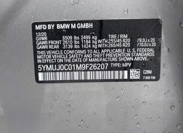 5YMUJ0C01M9F26207 2021 2021 BMW X4 M 9