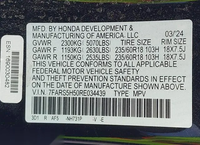 7FARS5H50RE034439 2024 2024 Honda CR-V- Hybrid Sport 9